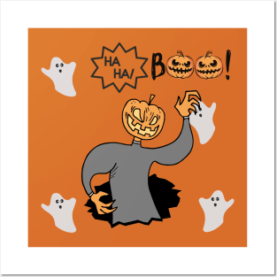 HA HA BOO Scary Pumpkin Posters and Art